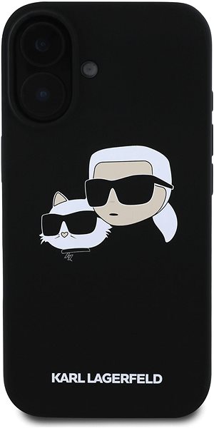 Handyhülle Karl Lagerfeld Liquid Silicone Double Heads MagSafe Back Cover für iPhone 16 Black ...