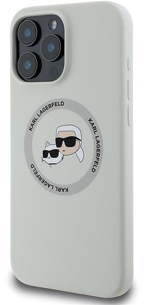 Handyhülle Karl Lagerfeld Liquid Silicone K&CH Heads MagSafe Back Cover für das iPhone 16 Pro Max Beige ...