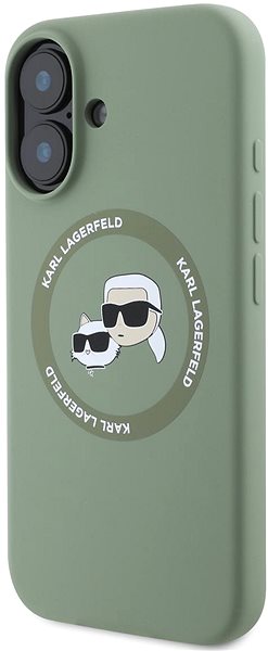 Handyhülle Karl Lagerfeld Liquid Silicone K&CH Heads MagSafe Back Cover für das iPhone 16 Khaki ...