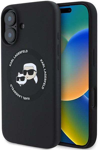 Handyhülle Karl Lagerfeld Liquid Silicone K&CH Heads MagSafe Back Cover für das iPhone 16 Black ...