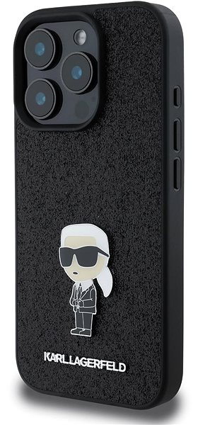 Handyhülle Karl Lagerfeld Fixed Glitter Metall Ikonik Back Cover für iPhone 16 Pro Schwarz ...