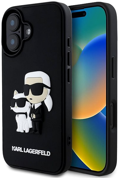 Telefon tok Karl Lagerfeld 3D Rubber Karl and Choupette iPhone 16 Plus Black tok ...
