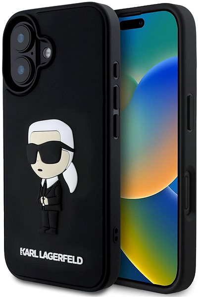 Handyhülle Karl Lagerfeld 3D Gummi Ikonik Back Cover für iPhone 16 Schwarz ...