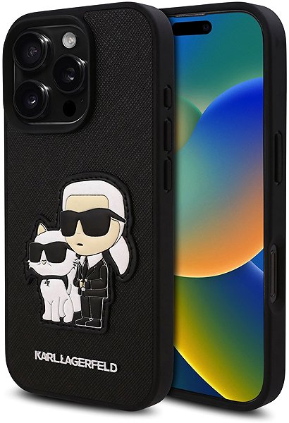 Kryt na mobil Karl Lagerfeld PU Saffiano Karl and Choupette Zadný Kryt pre iPhone 16 Pro Max Black ...