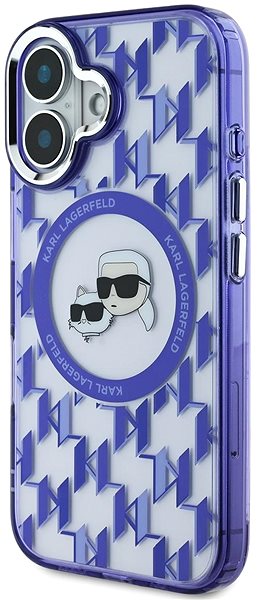 Handyhülle Karl Lagerfeld IML Monogram K&CH Heads MagSafe Back Cover für das iPhone 16 Purple ...