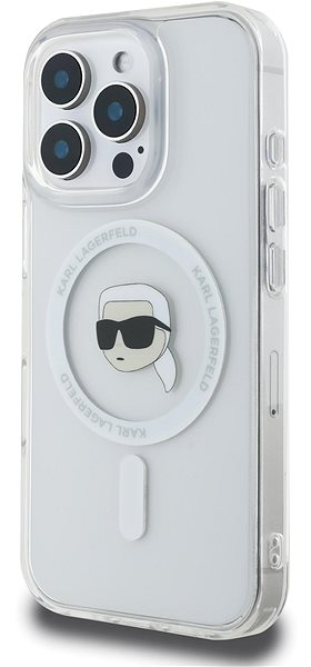 Handyhülle Karl Lagerfeld IML Karl Head Metallrahmen MagSafe Back Cover für das iPhone 16 Pro Max Transparent ...