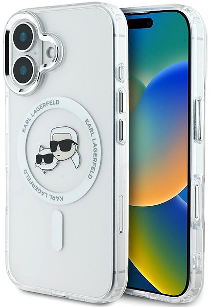 Kryt na mobil Karl Lagerfeld IML K&CH Heads Metal Frame MagSafe Zadný Kryt pre iPhone 16 Transparent ...