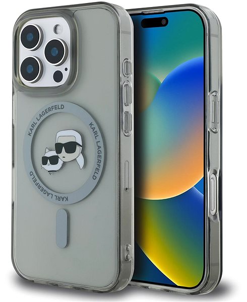 Handyhülle Karl Lagerfeld IML K&CH Heads Metal Frame MagSafe Back Cover für das iPhone 16 Pro Black ...