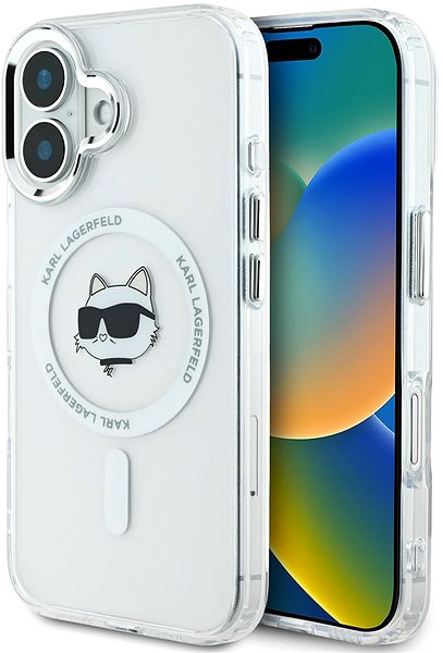 Handyhülle Karl Lagerfeld IML Choupette Head Metal Frame MagSafe Back Cover für das iPhone 16 Transparent ...