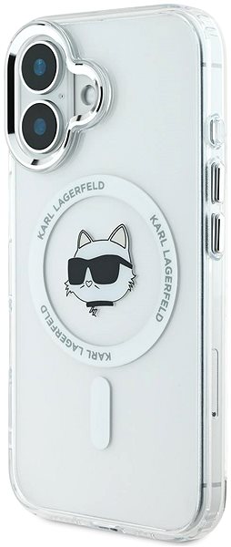 Handyhülle Karl Lagerfeld IML Choupette Head Metal Frame MagSafe Back Cover für das iPhone 16 Transparent ...
