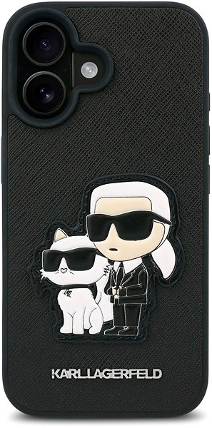Handyhülle Karl Lagerfeld PU Saffiano Karl und Choupette Rückabdeckung für iPhone 16 Plus Black ...