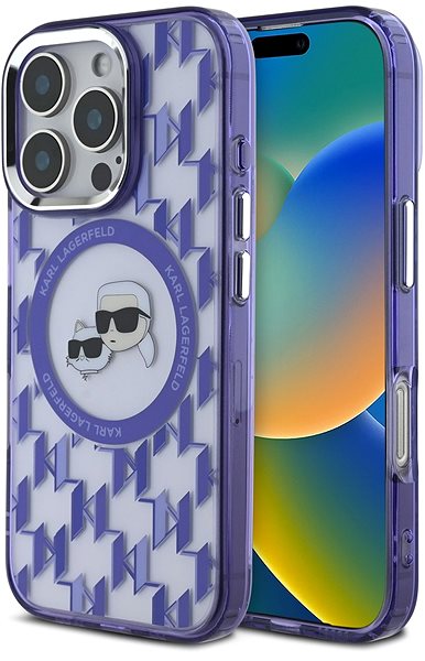 Handyhülle Karl Lagerfeld IML Monogram K&CH Heads MagSafe Back Cover für iPhone 16 Pro Max Purple ...