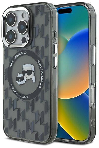 Handyhülle Karl Lagerfeld IML Monogram K&CH Heads MagSafe Back Cover für iPhone 16 Pro Black ...