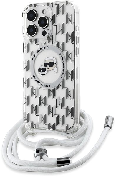 Handyhülle Karl Lagerfeld IML Monogram Crossbody K&CH Heads MagSafe Rückabdeckung für iPhone 16 Pro Max Transparent ...