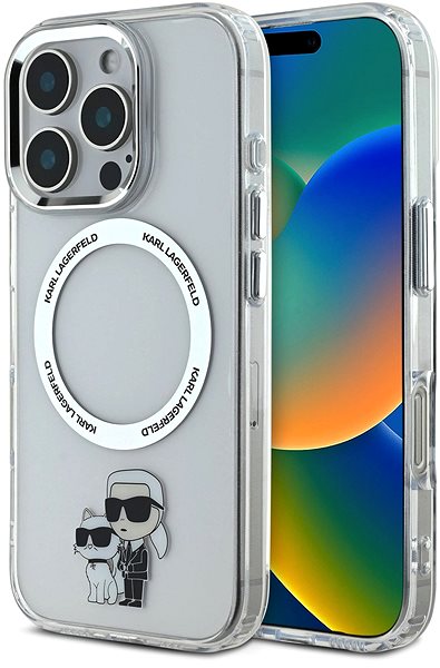 Handyhülle Karl Lagerfeld IML Karl and Choupette MagSafe Rückabdeckung für iPhone 16 Pro Transparent ...