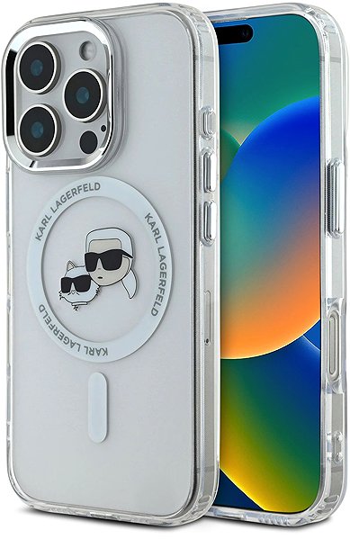 Handyhülle Karl Lagerfeld IML K&CH Heads Metal Frame MagSafe Back Cover für iPhone 16 Pro Transparent ...