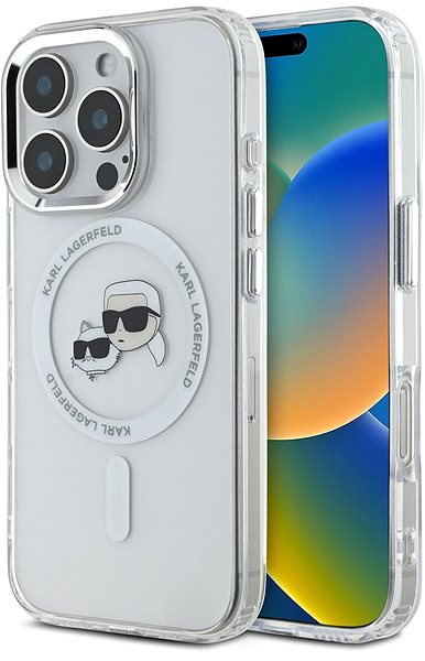 Handyhülle Karl Lagerfeld IML K&CH Heads Metal Frame MagSafe Rückabdeckung für iPhone 16 Pro Max Transparent ...