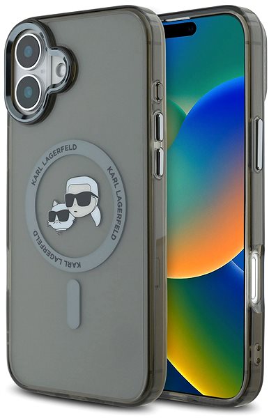 Handyhülle Karl Lagerfeld IML K&CH Heads Metal Frame MagSafe Rückabdeckung für iPhone 16 Black ...