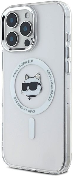 Handyhülle Karl Lagerfeld IML Choupette Head Metal Frame MagSafe Back Cover für iPhone 16 Pro Max Transparent ...