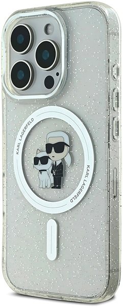 Handyhülle Karl Lagerfeld IML Glitter Karl and Choupette MagSafe Rückabdeckung für iPhone 16 Pro Transparent ...