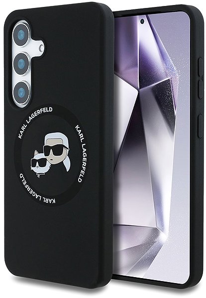Telefon tok Karl Lagerfeld Liquid K and CH Heads Samsung Galaxy S25+ fekete szilikon MagSafe tok ...