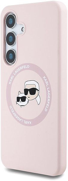 Telefon tok Karl Lagerfeld Liquid K and CH Heads Samsung Galaxy S25 rózsaszín szilikon MagSafe tok ...