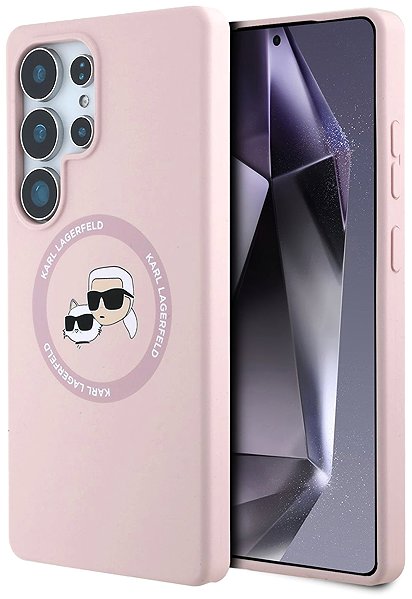Telefon tok Karl Lagerfeld Liquid K and CH Heads Samsung Galaxy S25 Ultra rózsaszín szilikon MagSafe tok ...