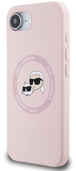 Telefon tok Karl Lagerfeld Liquid Silicone K&CH Heads MagSafe telefon tok iPhone 16e/17e készülékhez, rózsaszín ...
