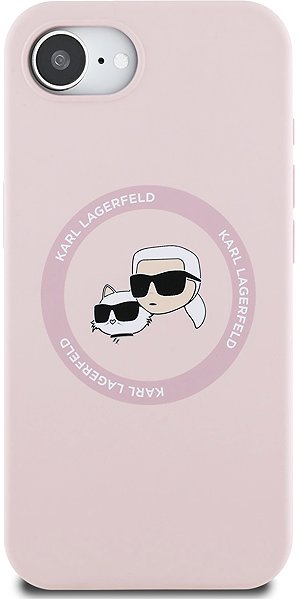 Telefon tok Karl Lagerfeld Liquid Silicone K&CH Heads MagSafe telefon tok iPhone 16e/17e készülékhez, rózsaszín ...