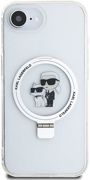 Handyhülle Karl Lagerfeld Ringstand Karl and Choupette MagSafe Rückseiten-Hülle für iPhone 16e/17e White ...