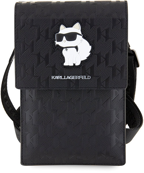 Softcase-Handyhülle Karl Lagerfeld Saffiano Monogram Choupette NFT Telefon Tasche Black ...