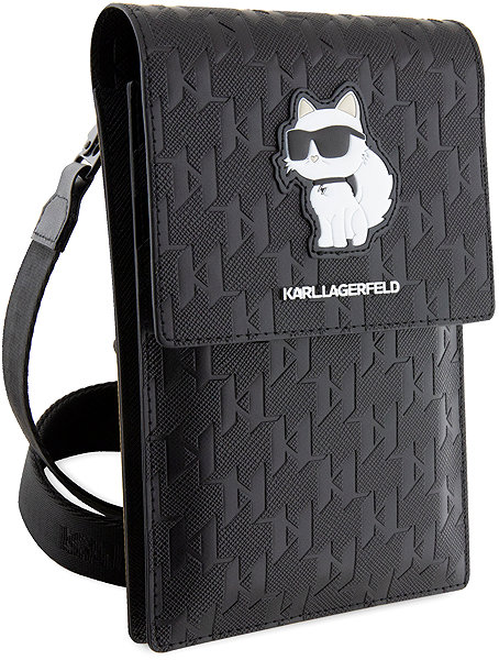 Softcase-Handyhülle Karl Lagerfeld Saffiano Monogram Choupette NFT Telefon Tasche Black ...