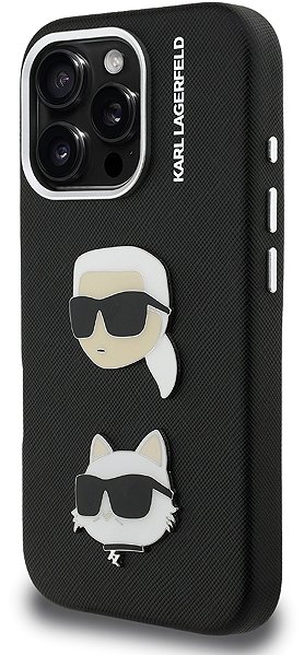 Kryt na mobil Karl Lagerfeld Grained PU K&CH Heads Zadný Kryt pre iPhone 16 Pro Black ...