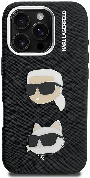 Kryt na mobil Karl Lagerfeld Grained PU K&CH Heads Zadný Kryt pre iPhone 16 Pro Black ...