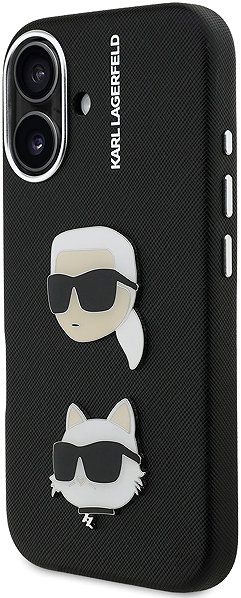 Handyhülle Karl Lagerfeld Grained PU K&CH Heads Back Cover für das iPhone 16 Black ...