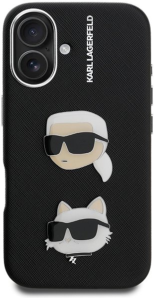 Handyhülle Karl Lagerfeld Grained PU K&CH Heads Back Cover für das iPhone 16 Black ...