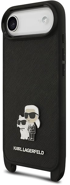 Handyhülle Karl Lagerfeld Saffiano Crossbody Strap Metall Karl und Choupette Back Cover für iPhone Air Schwa ...