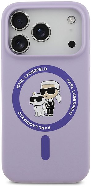Handyhülle Karl Lagerfeld Liquid Silicone Karl and Choupette MagSafe Back Cover für iPhone 17 Pro Purple ...