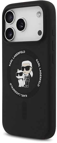 Telefon tok Karl Lagerfeld Liquid Karl and Choupette iPhone 17 Pro fekete szilikon MagSafe tok ...