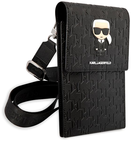 Puzdro na mobil Karl Lagerfeld Monogram Ikonik Wallet Phone Bag Black ...