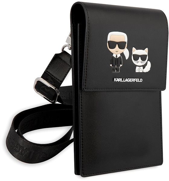 Puzdro na mobil Karl Lagerfeld Saffiano Karl and Choupette Wallet Phone Bag Black ...