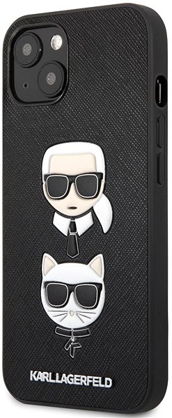 Handyhülle Karl Lagerfeld PU Saffiano Karl and Choupette Heads Cover für Apple iPhone 13 - Schwarz ...