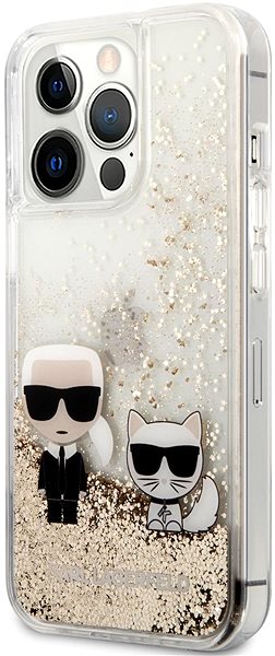 Telefon tok Karl Lagerfeld Liquid Glitter Karl and Choupette Apple iPhone 13 Pro Max arany tok ...