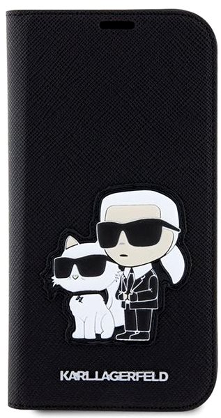 Handyhülle Karl Lagerfeld PU Saffiano Karl and Choupette NFT Book Case für iPhone 14 Black ...