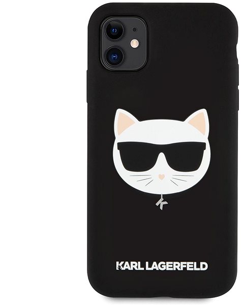 Telefon tok Karl Lagerfeld Choupette Head Apple iPhone 11 fekete szilikon tok ...