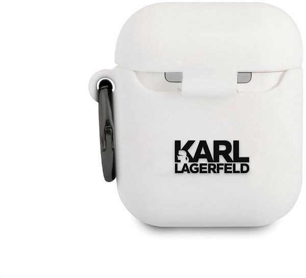 Fülhallgató tok Karl Lagerfeld Rue St Guillaume szilikon tok Airpods 1/2 készülékhez fehér Hátoldal