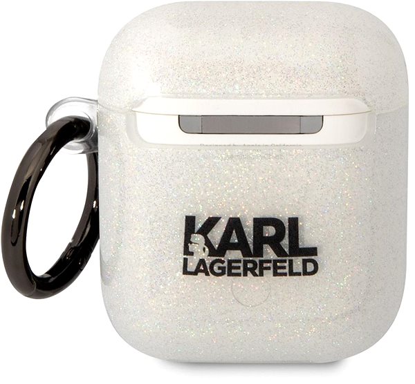 Puzdro na slúchadlá Karl Lagerfeld 3D Logo NFT Karl and Choupette TPU Glitter Puzdro na Airpods 1/2 White ...
