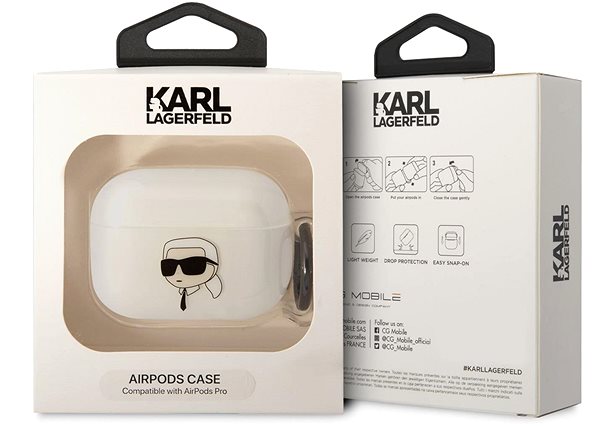 Kopfhörer-Hülle Karl Lagerfeld 3D Logo NFT Karl Head TPU Cover für Airpods Pro - Weiß ...