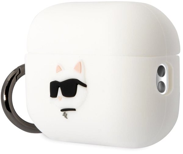 Fülhallgató tok Karl Lagerfeld 3D Logo NFT Choupette Head Airpods Pro 2 White szilikon tok ...