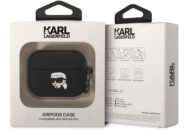 Puzdro na slúchadlá Karl Lagerfeld 3D Logo NFT Karl Head Silikónové Puzdro na Airpods Pro Black ...